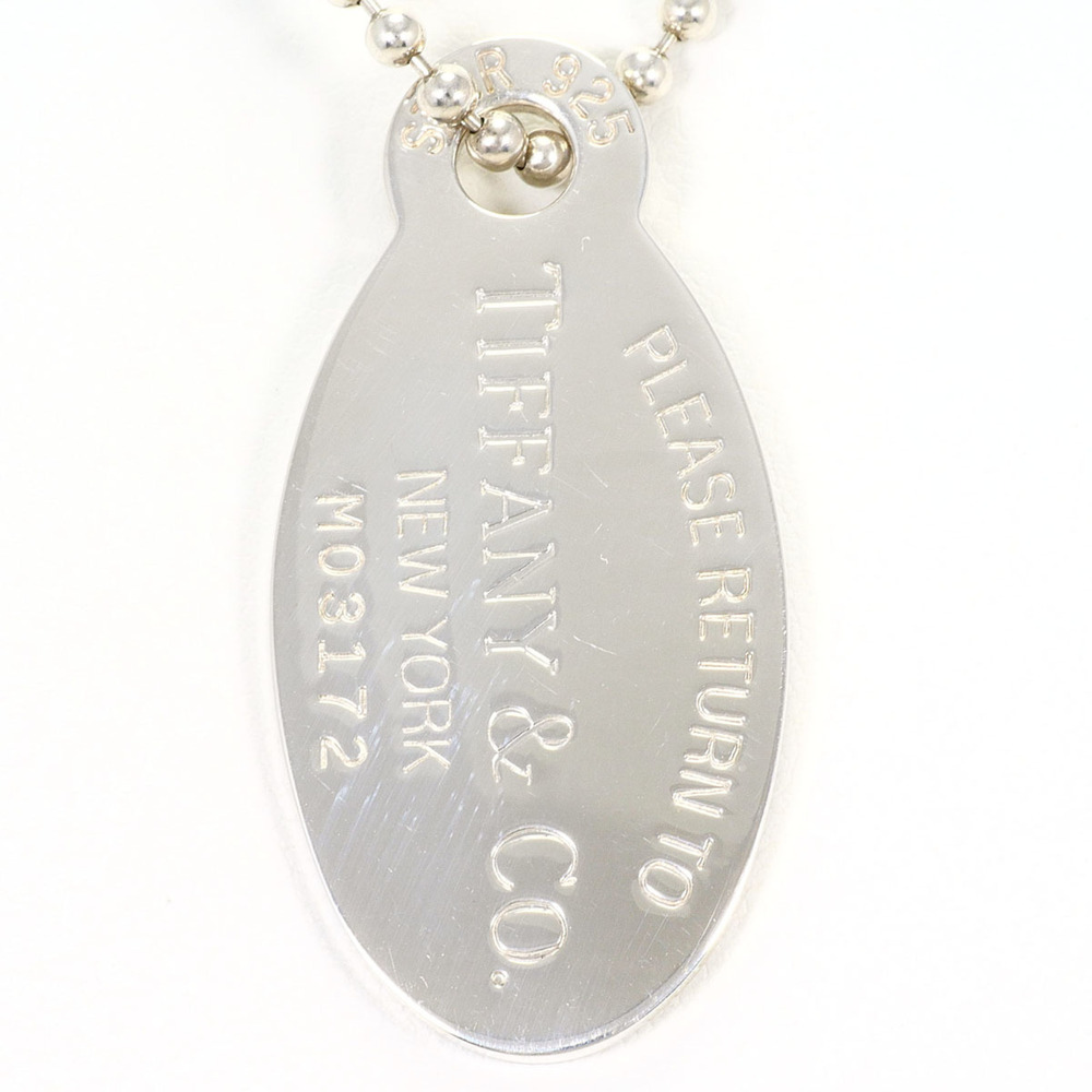 Tiffany & Co. Oval Tag Silver Necklace, Total Weight 25.7g, 87cm, Like New Co...